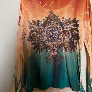 BLEU Eye Catching Long Sleeve Top - Multicolor